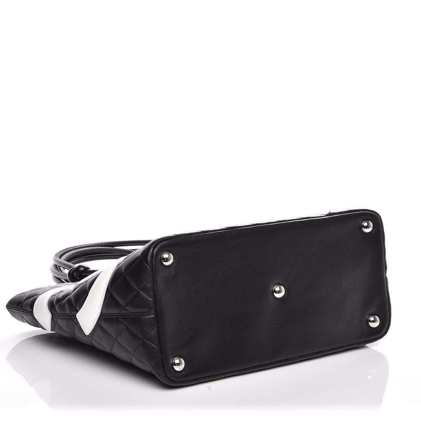 Calfskin Quilted Large Cambon Tote Black White