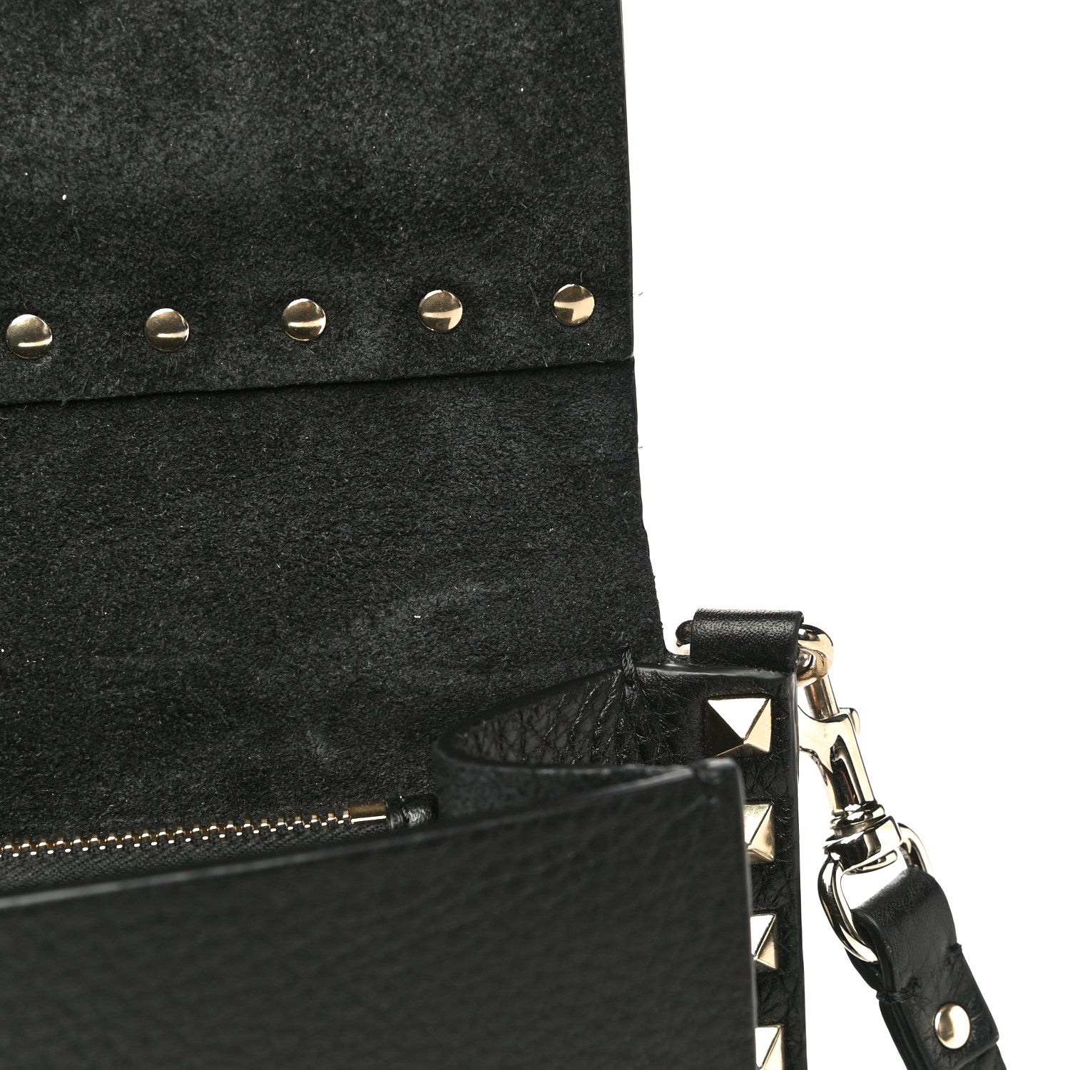 Valentino Garavani Pebbled Calfskin Rockstud Side Slip Crossbody Black 9 of 15