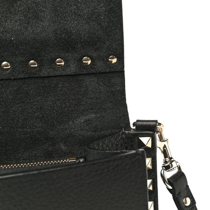 Valentino Garavani Pebbled Calfskin Rockstud Side Slip Crossbody Black 9 of 15