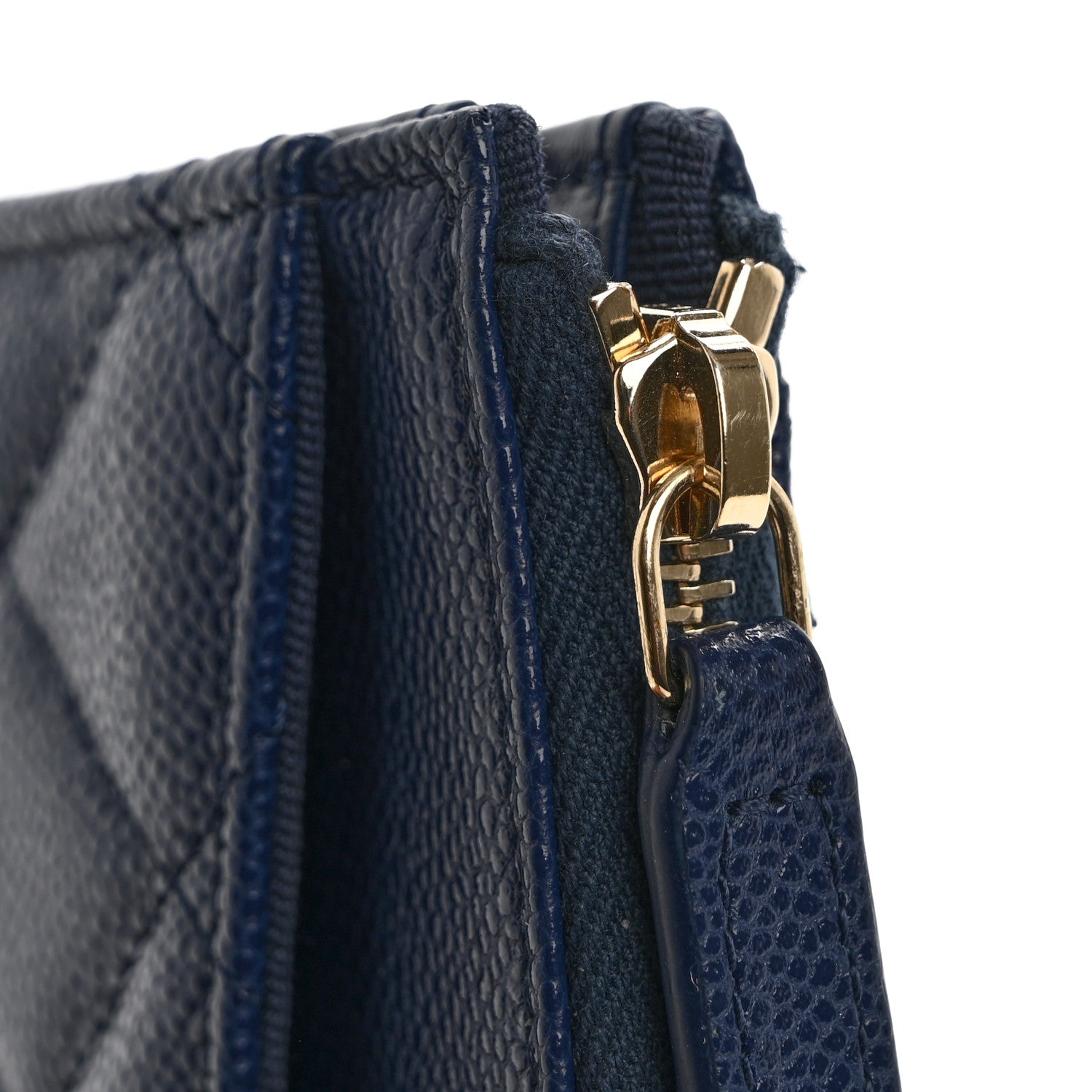 Chanel Caviar Quilted CC Zip Around Card Holder Navy 10 of 12