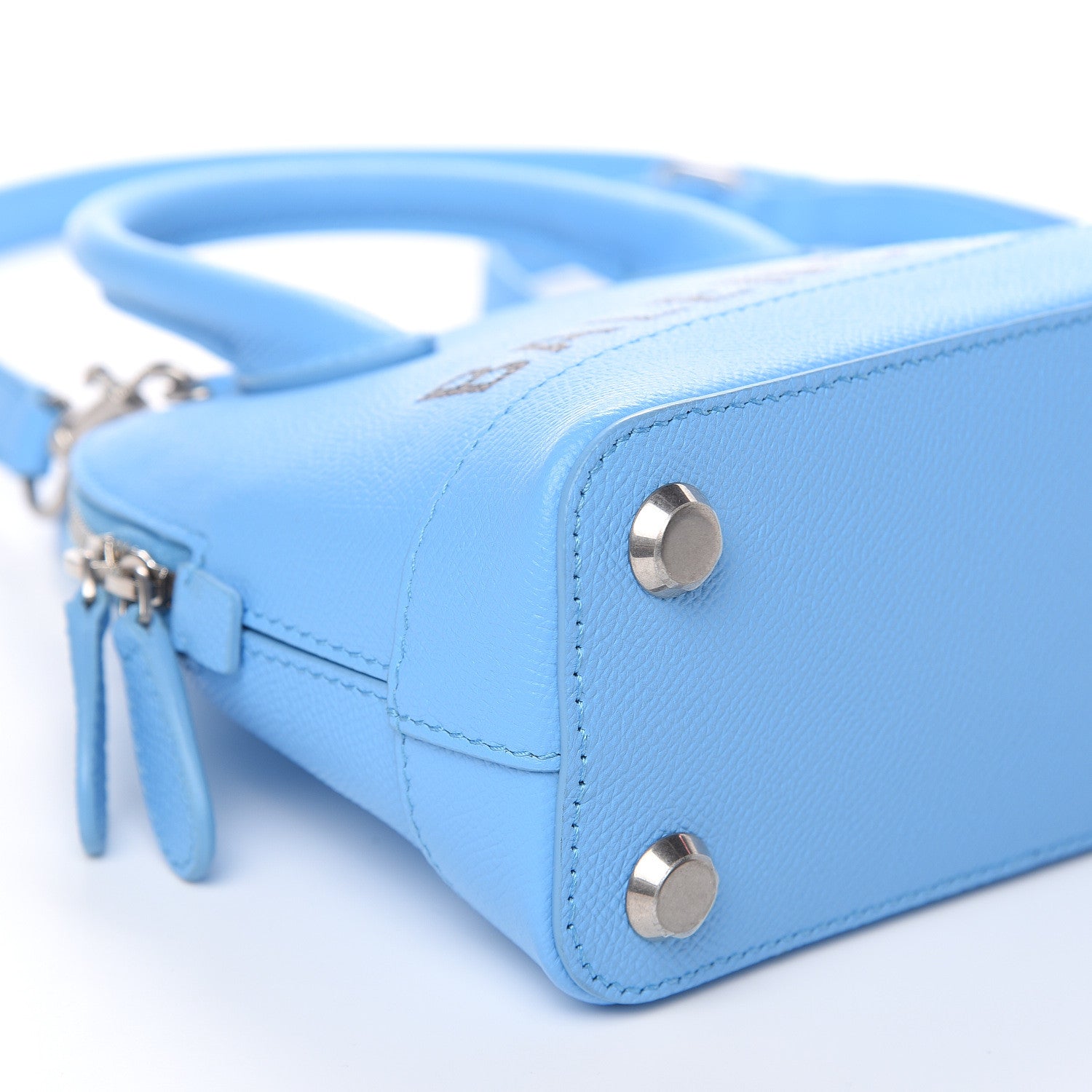 Balenciaga Signature Grained Calfskin Logo XXS Ville Top Handle Bag Baby Blue Black 9 of 10
