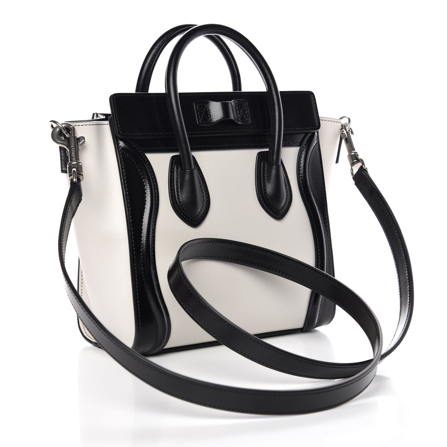 Lizard Smooth Calfskin Nano Luggage White Black