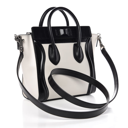 Celine Lizard Smooth Calfskin Nano Luggage White Black 4 of 7