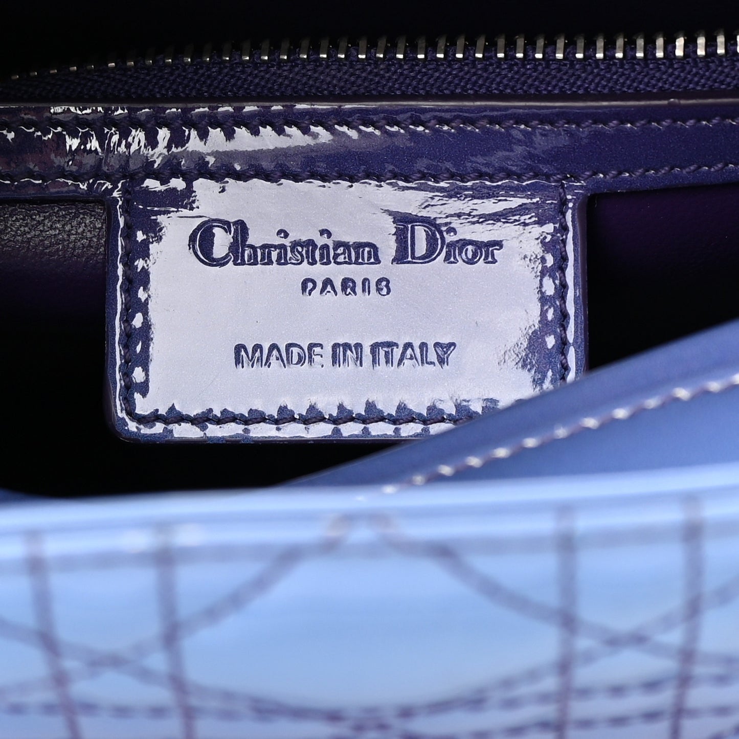 Patent Cannage Gradient Medium Lady Dior Purple Blue