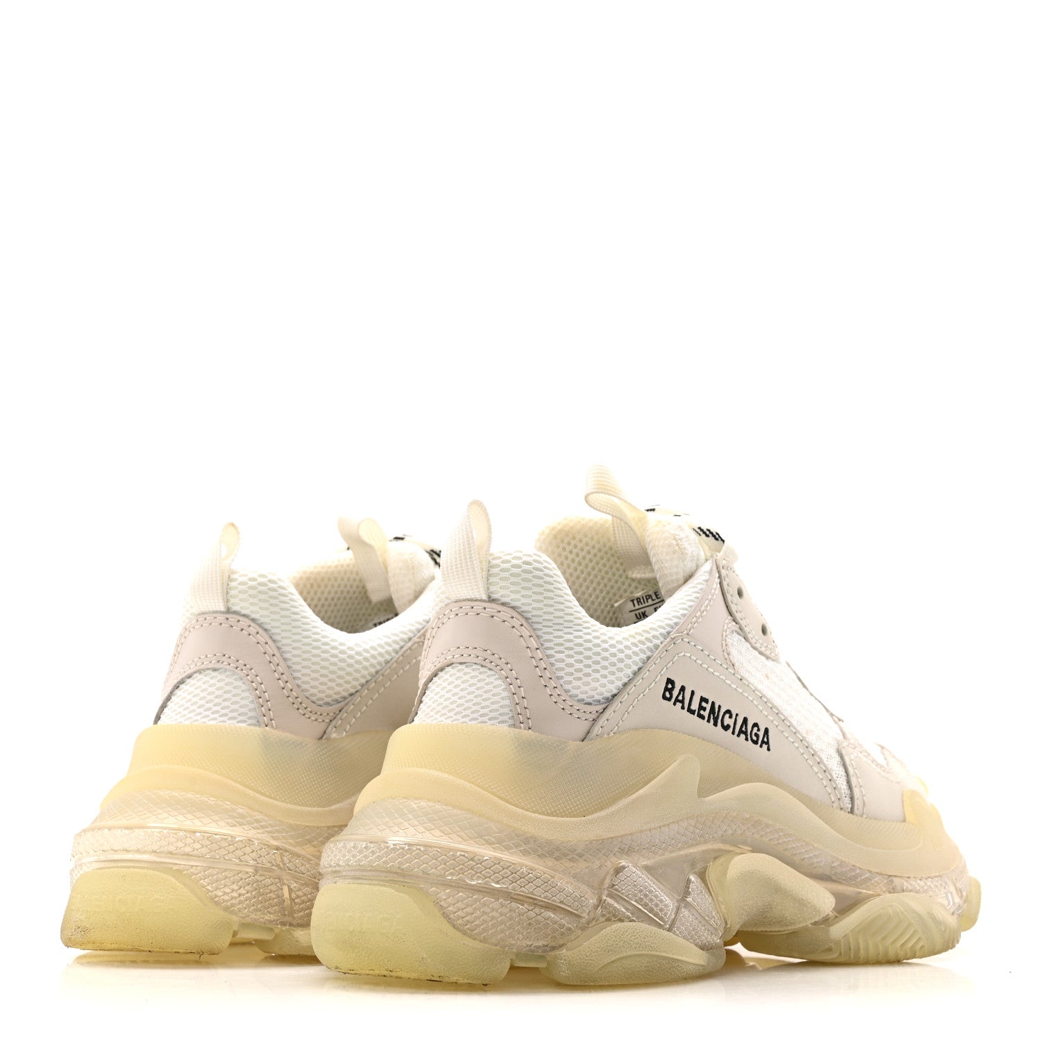 Balenciaga Fabric Mesh Clear Sole Womens Triple S Sneakers 36 Honeycomb White 5 of 12