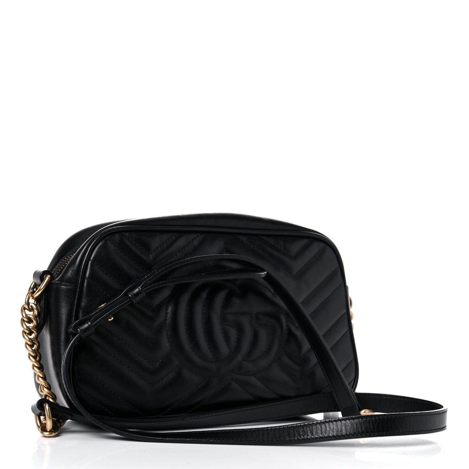 Gucci Calfskin Matelasse Small GG Marmont Chain Shoulder Bag Black 3 of 18