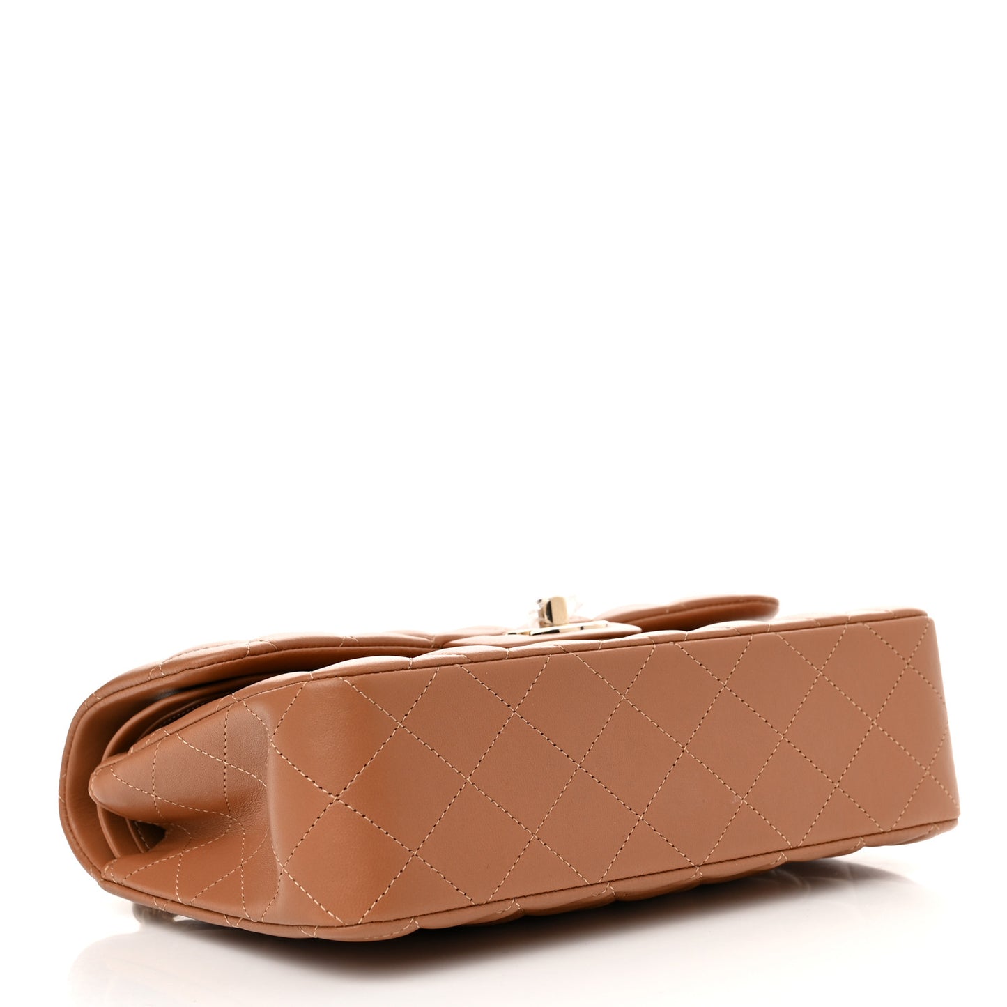 Lambskin Quilted Small Double Flap Brown