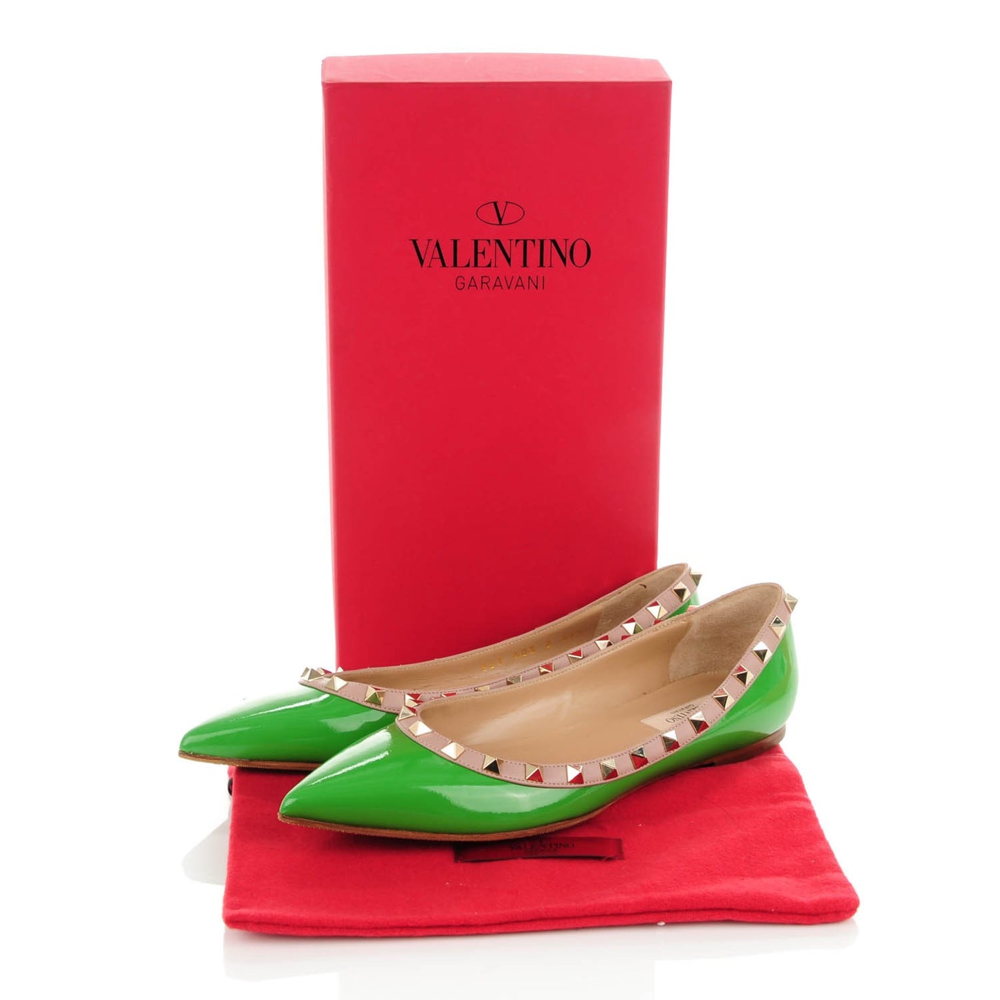Patent Rockstud Ballerina Flats 37.5 Green Poudre