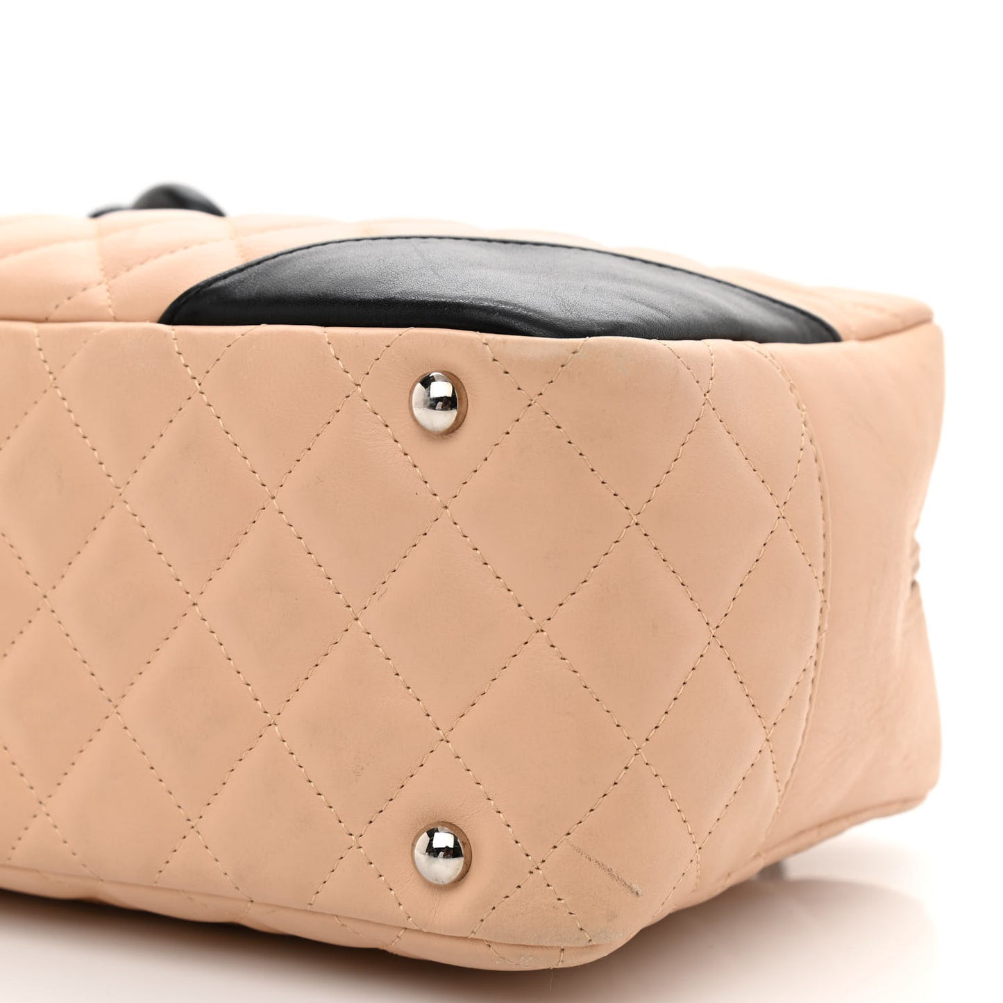 Calfskin Quilted Large Cambon Bowler Beige Black