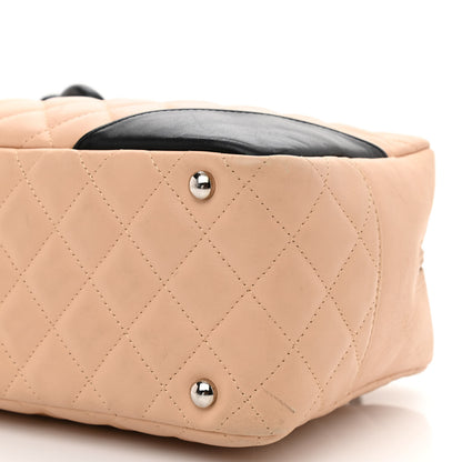 Chanel Calfskin Quilted Large Cambon Bowler Beige Black 10 of 10