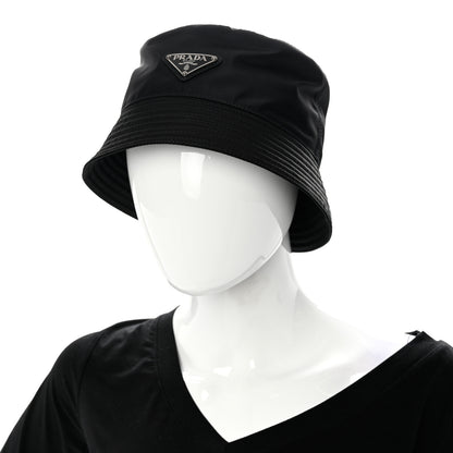 Prada Re-Nylon Saffiano Metal Triangle Logo Womens Bucket Hat S Black 2 of 8