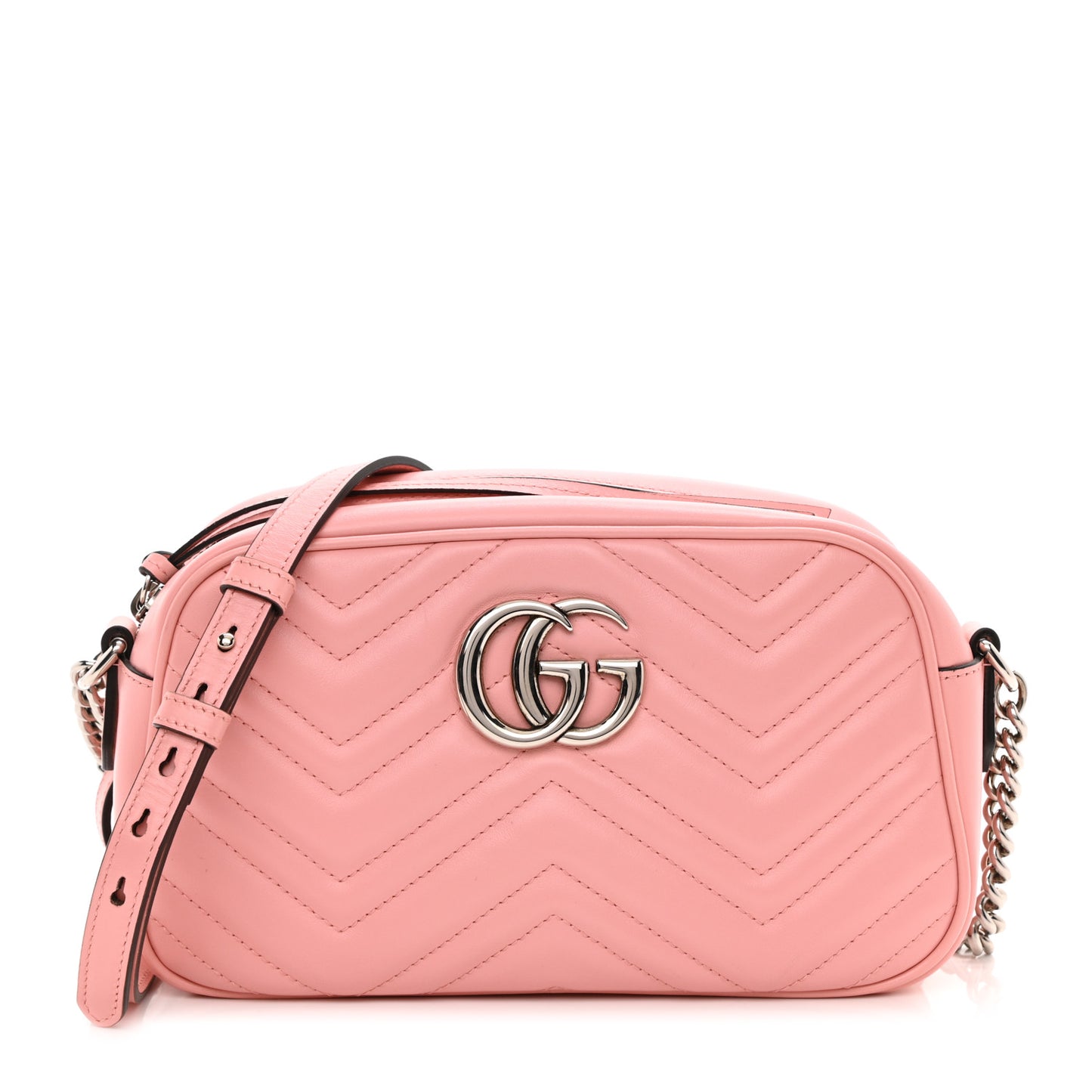 Calfskin Matelasse Small GG Marmont Chain Shoulder Bag Wild Rose