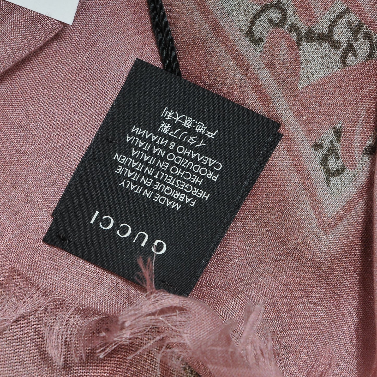 Modal Silk GG Monogram Big Arabesque Shawl Beige Pink