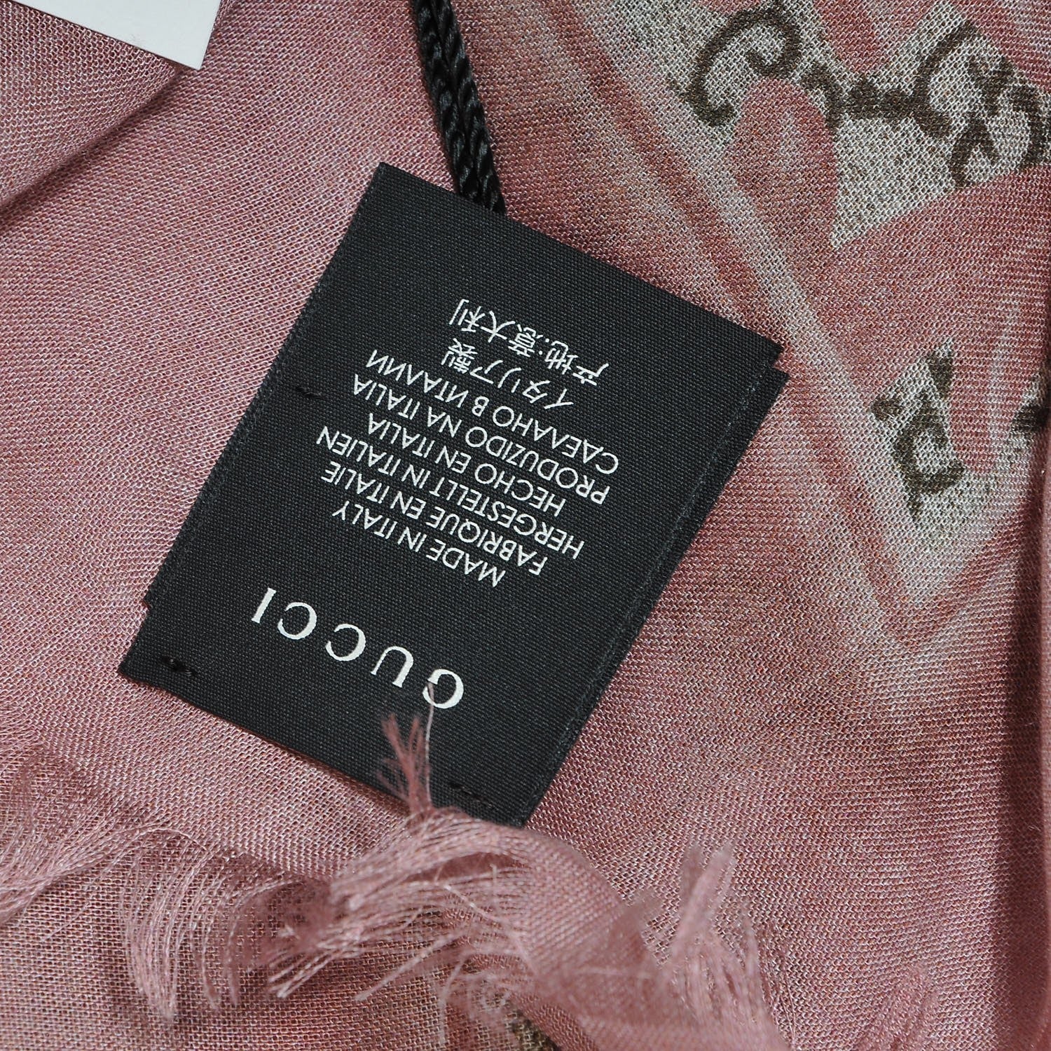 Gucci Modal Silk GG Monogram Big Arabesque Shawl Beige Pink 4 of 6
