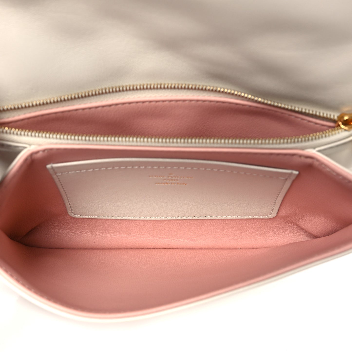 Lambskin Embossed Monogram Pochette Coussin Natural Cream