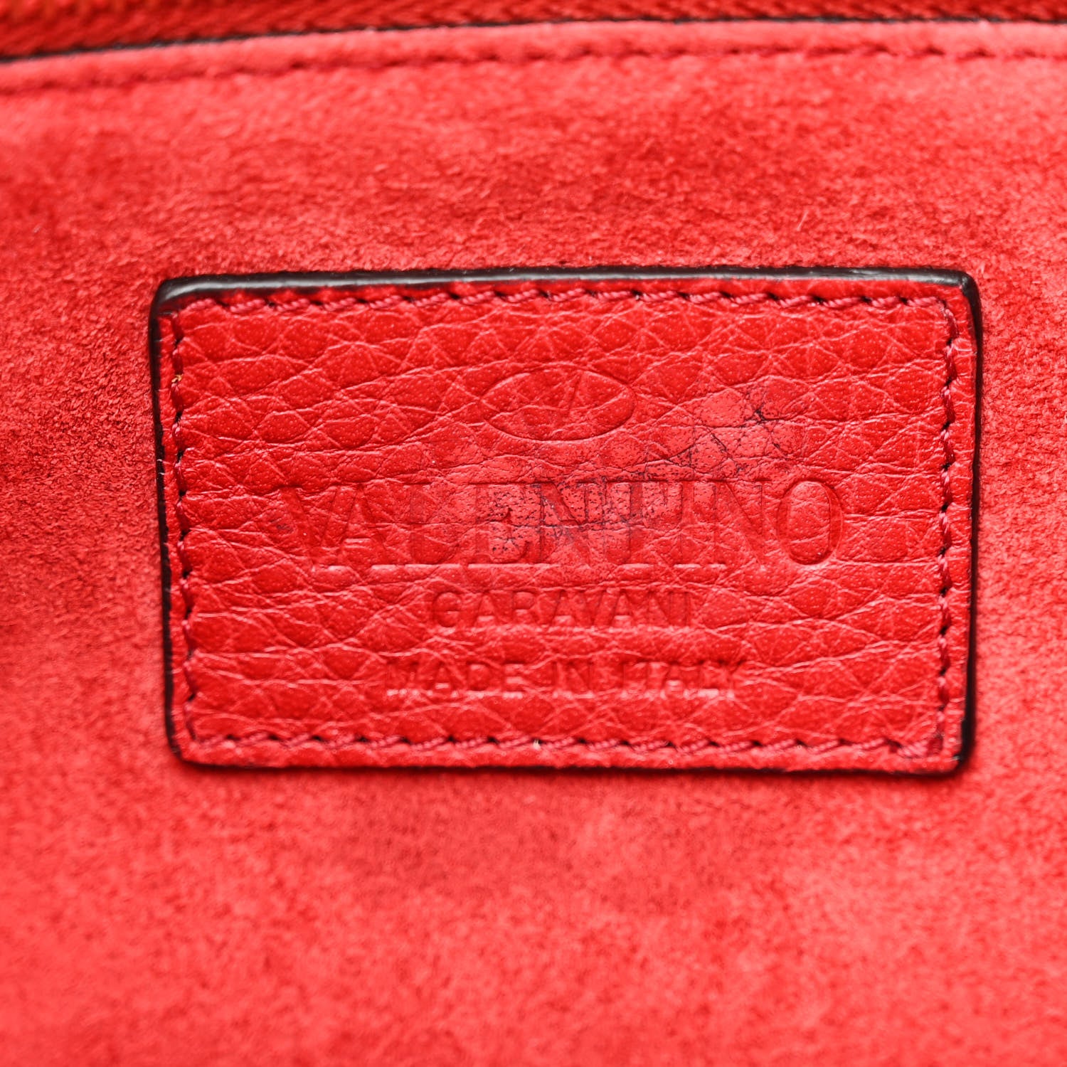 Valentino Garavani Pebbled Calfskin Medium Rockstud Top Handle Shoulder Bag Red 7 of 14