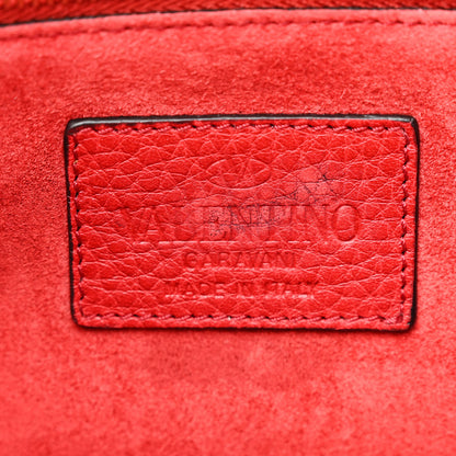 Valentino Garavani Pebbled Calfskin Medium Rockstud Top Handle Shoulder Bag Red 7 of 14