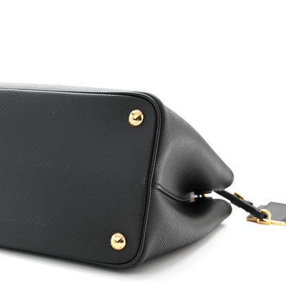 Prada Saffiano Cuir Small Double Bag Black Fuoco 9 of 9