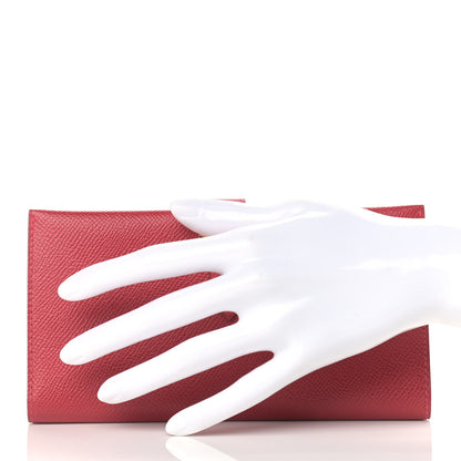 Hermes Courchevel Bearn Gusset Wallet Rouge Casaque 2 of 10