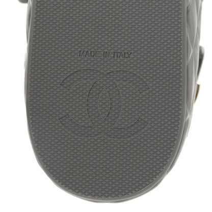 Chanel Shiny Calfskin Logo Platform Sandals 39 Grey 6 of 10