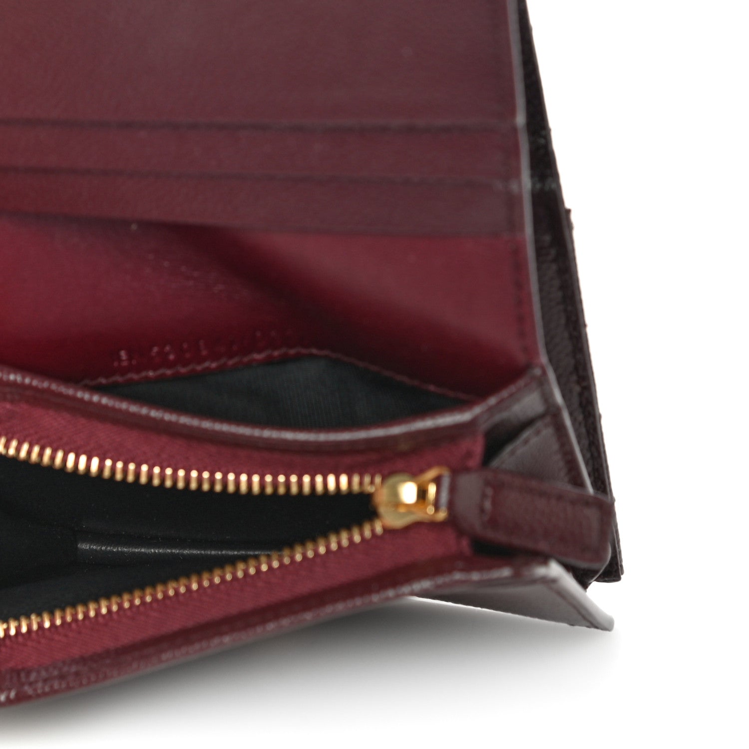 Saint Laurent Grain De Poudre Matelasse Chevron Cassandre Card Case Bordeaux 5 of 10