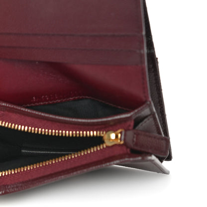Saint Laurent Grain De Poudre Matelasse Chevron Cassandre Card Case Bordeaux 5 of 10