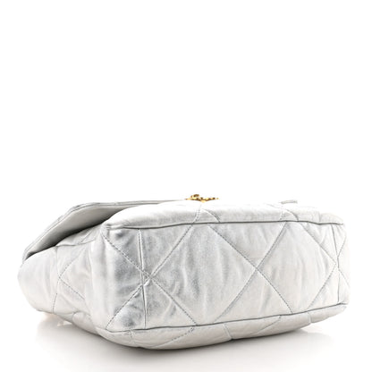 Chanel Metallic Lambskin Quilted Large Chanel 19 Flap Silver 4 of 16
