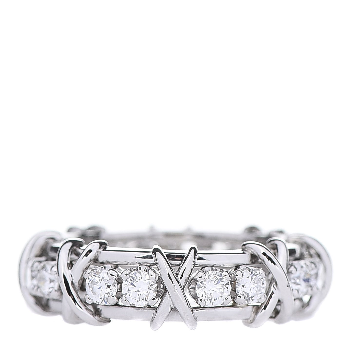 Platinum Diamond Schlumberger Sixteen Stone Ring 54 6.75