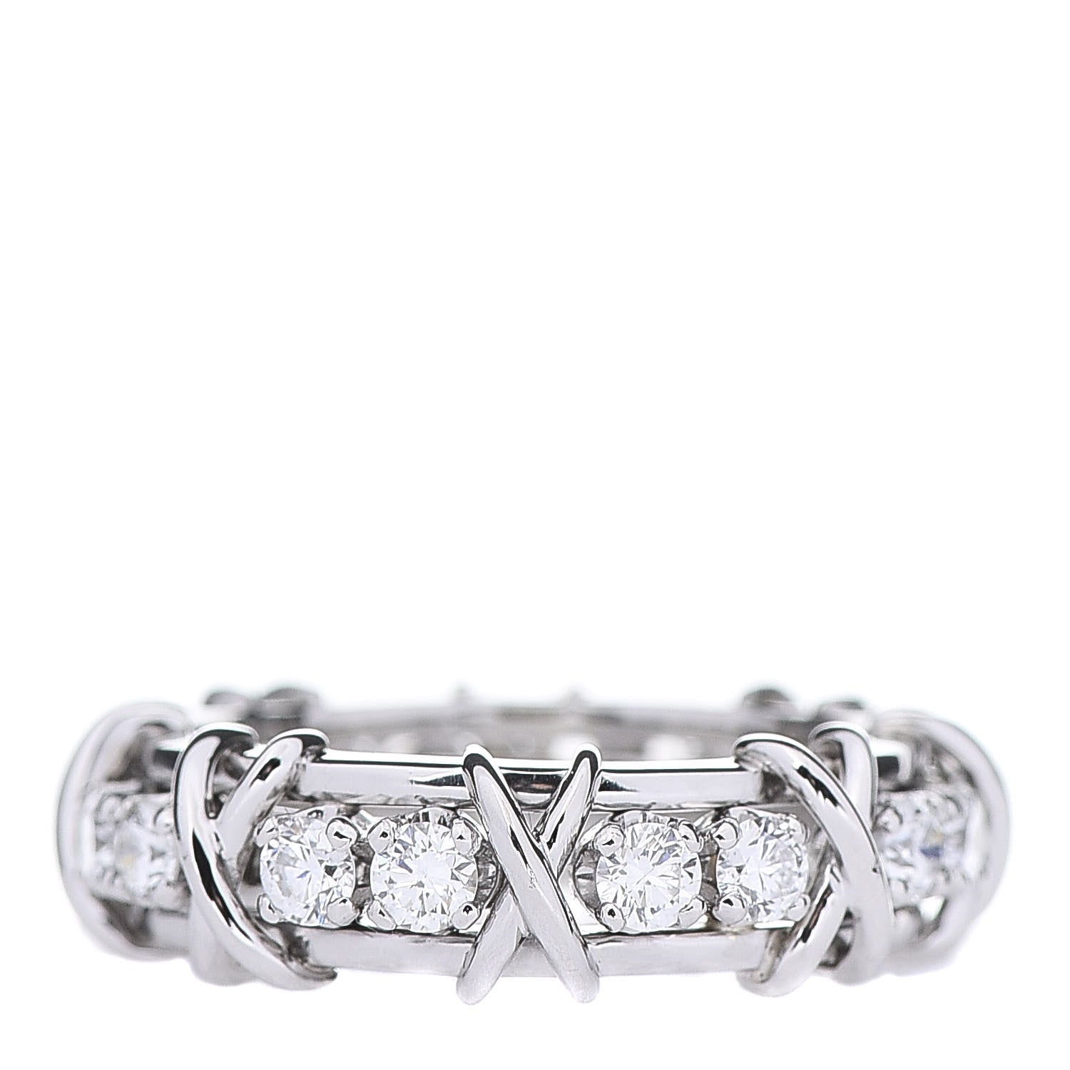 Tiffany Platinum Diamond Schlumberger Sixteen Stone Ring 54 6.75 3 of 7