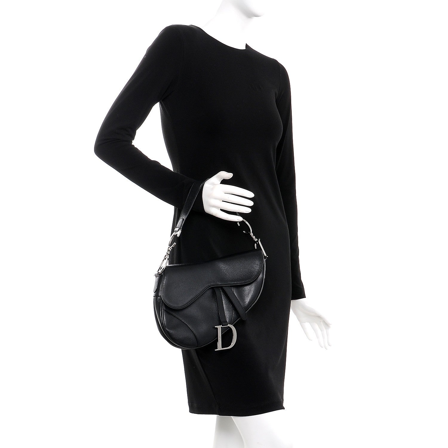 Christian Dior Calfskin Saddle Bag Black 2 of 9