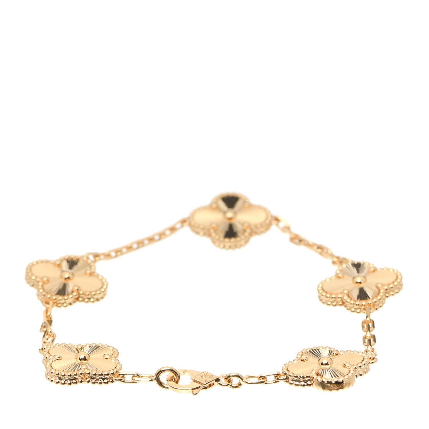 Van Cleef & Arpels 18K Yellow Gold 5 Motifs Guilloche Vintage Alhambra Bracelet 3 of 8