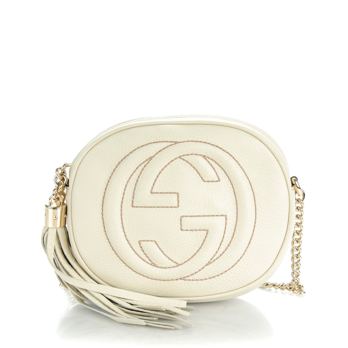 Pebbled Calfskin Mini Soho Chain Bag Off White