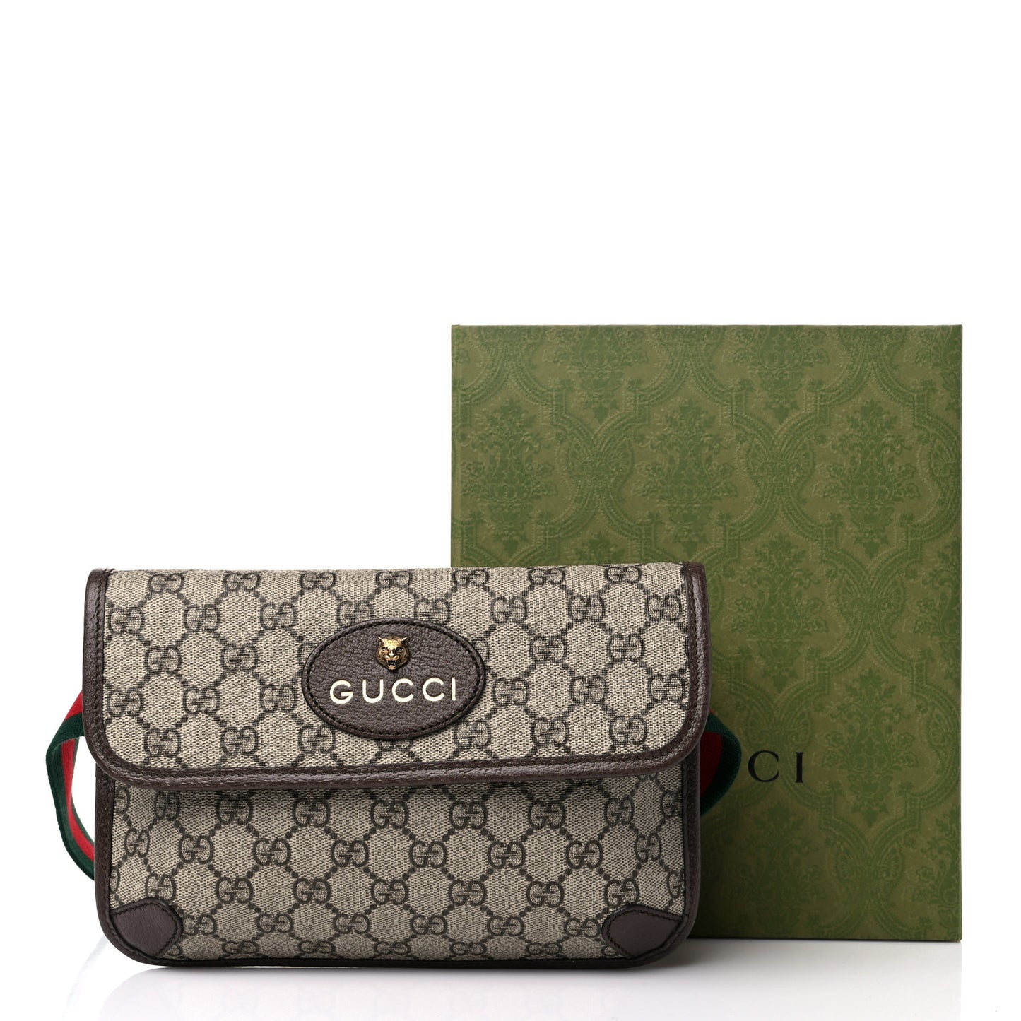 GG Supreme Monogram Neo Vintage Web Belt Bag Brown