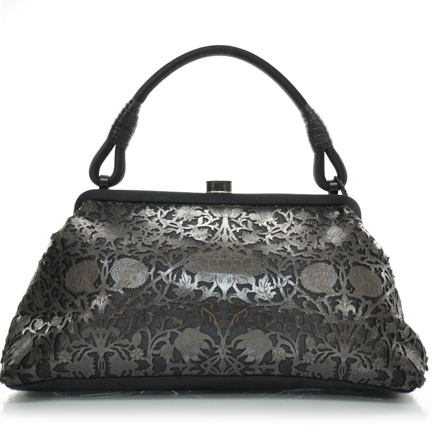 Bottega Veneta Satin Leather Laser Cut Floral Frame Bag 1 of 8