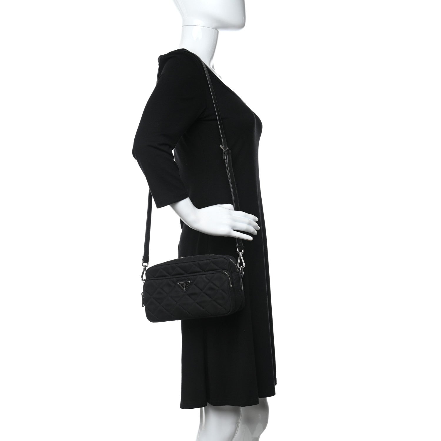 Prada Nylon Tessuto Impuntu Quilted Crossbody Bag Black 2 of 10