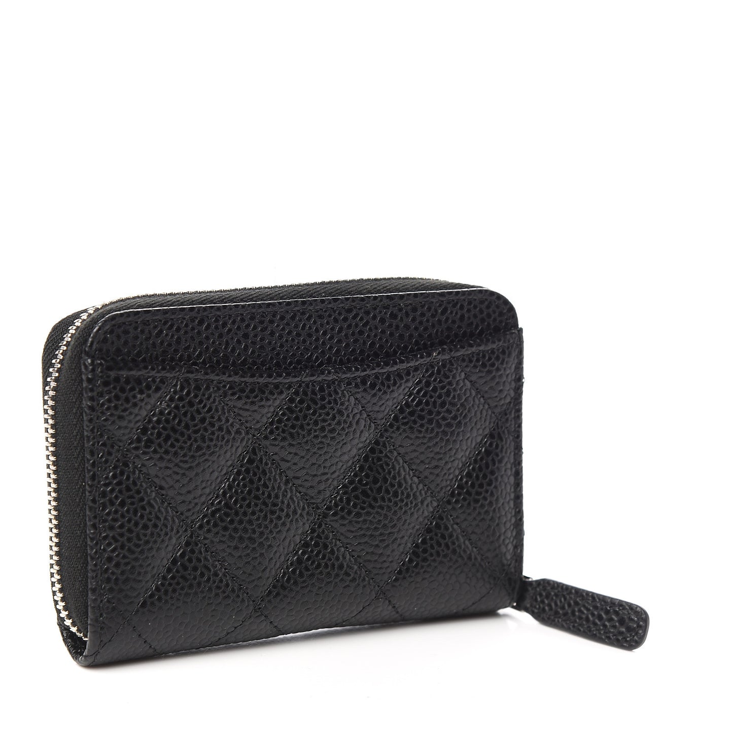 Caviar Quilted Zip Coin Purse Black
