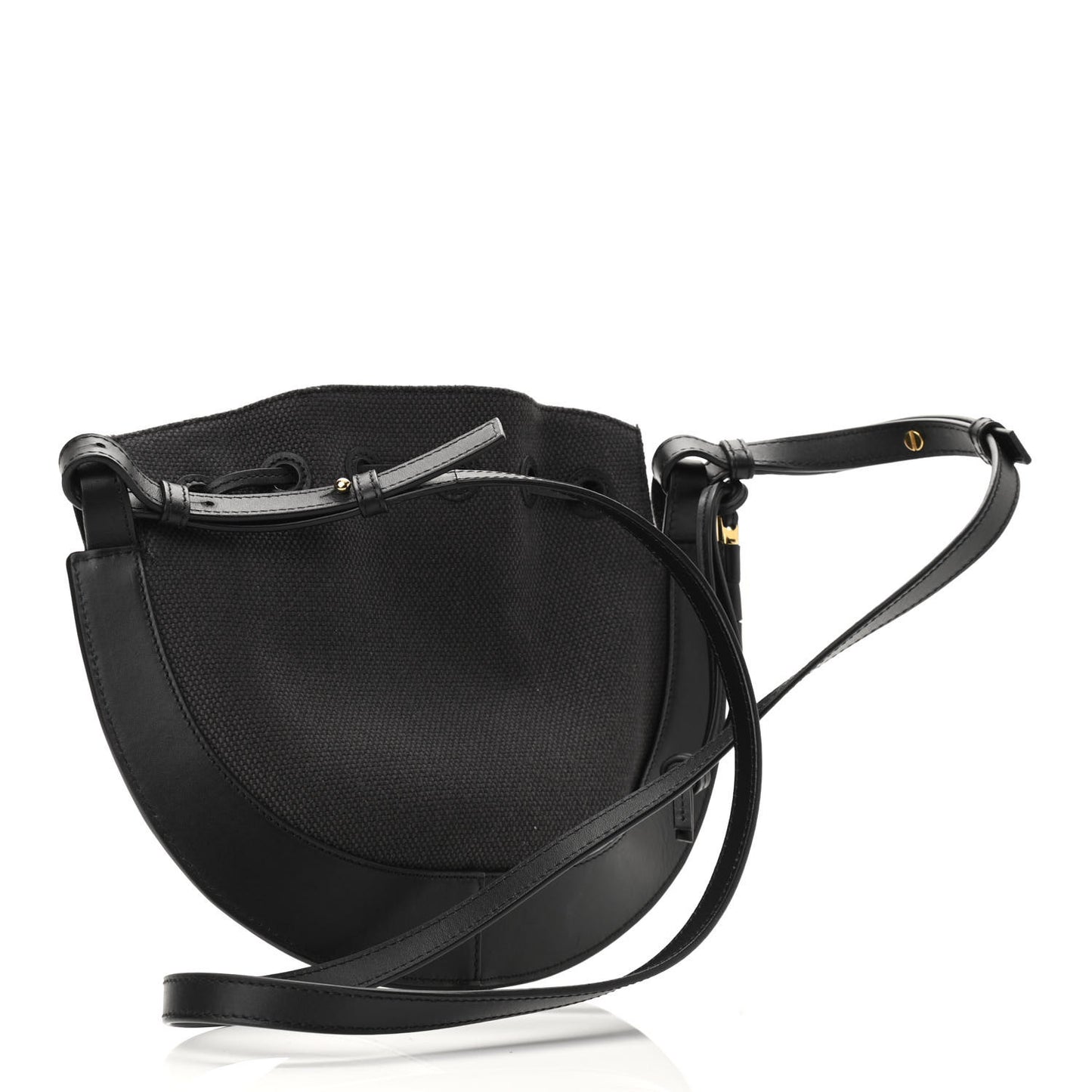 Canvas Nappa Anagram Small Horseshoe Bag Anthracite Black