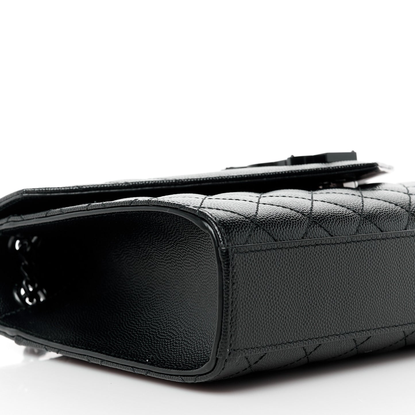 Grain De Poudre Textured Mixed Matelasse Triquilt Medium Monogram Monochrome Satchel Black