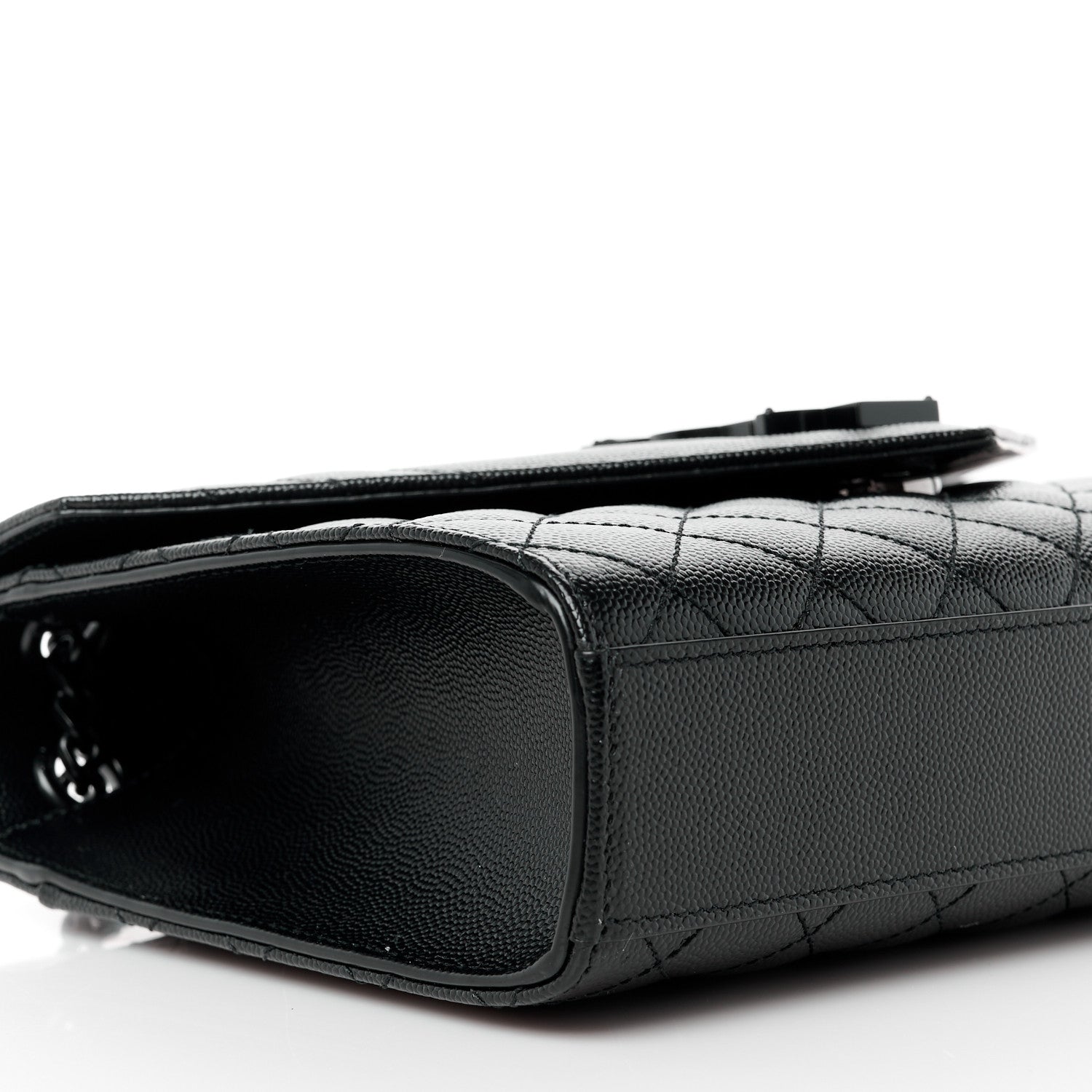 Saint Laurent Grain De Poudre Textured Mixed Matelasse Triquilt Medium Monogram Monochrome Satchel Black 10 of 11