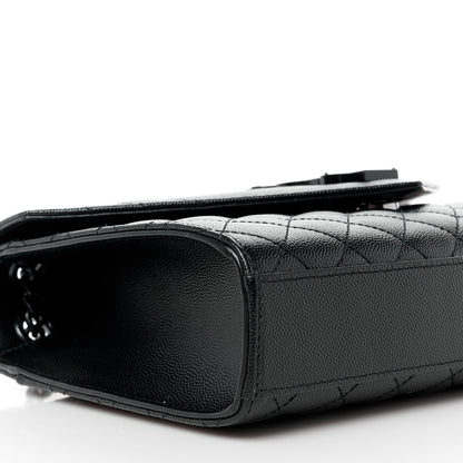 Saint Laurent Grain De Poudre Textured Mixed Matelasse Triquilt Medium Monogram Monochrome Satchel Black 10 of 11