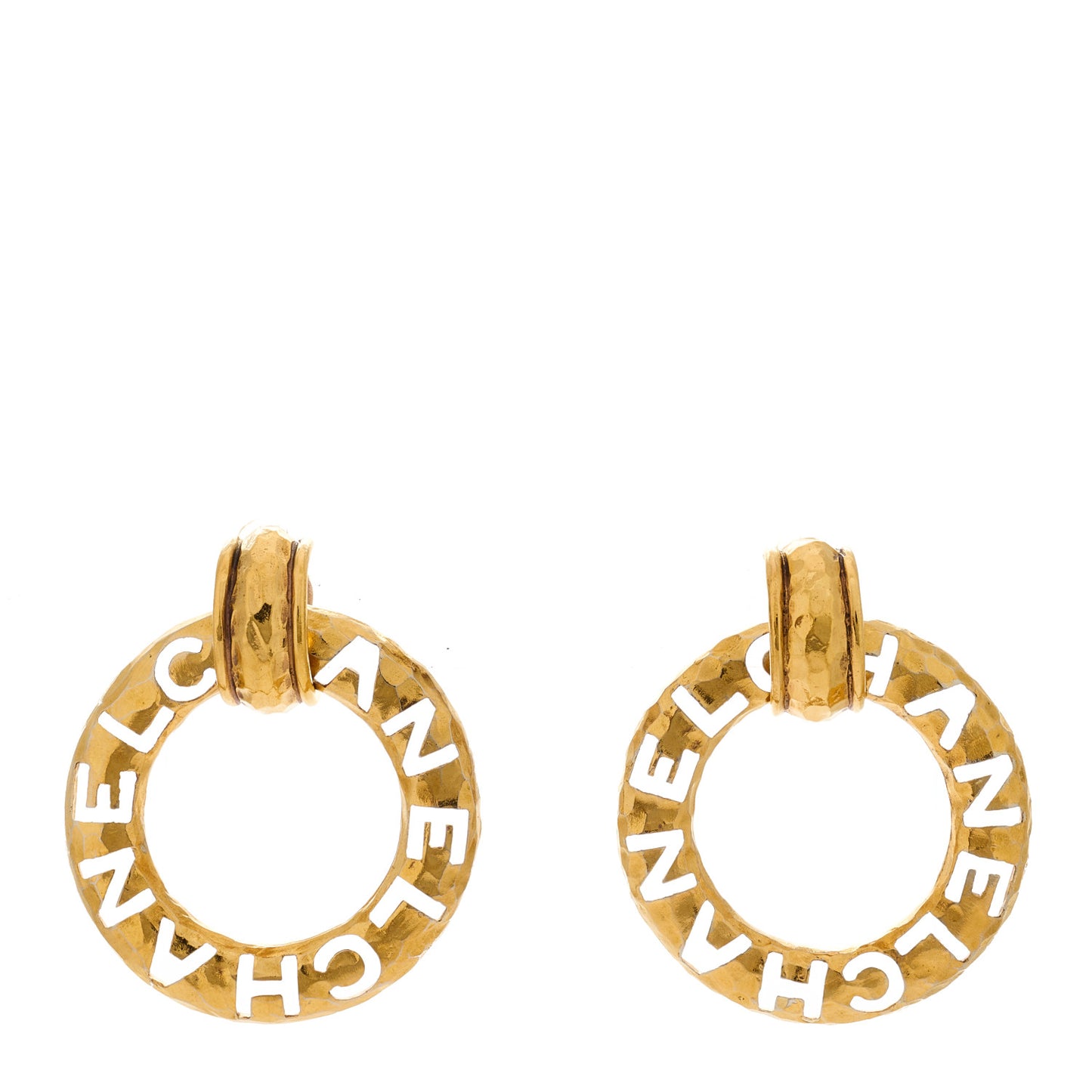 Metal Logo Clip On Earrings Gold