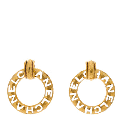Chanel Metal Logo Clip On Earrings Gold 1 of 4