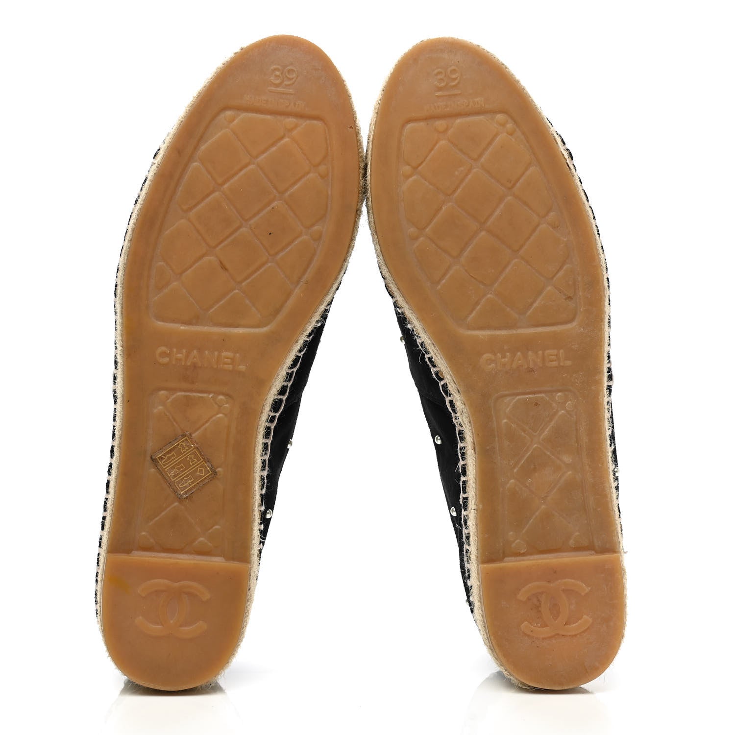 Chanel Suede Pearl CC Espadrilles 39 Black 5 of 11