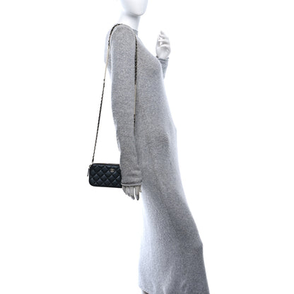 Chanel Iridescent Lambskin Quilted Pearl Clutch With Chain Black 2 of 12