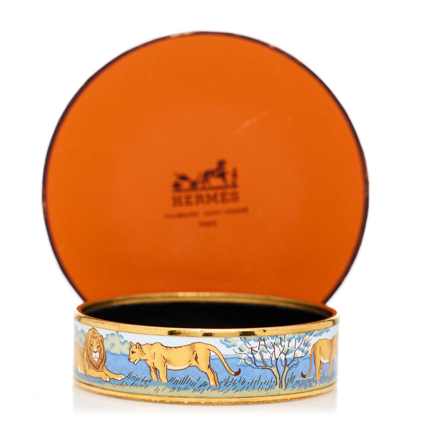 Hermes Enamel Printed Pride of Lions Wide Bracelet 62 4 of 4
