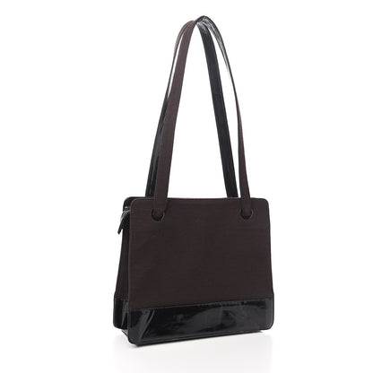 Chanel Patent Jersey Shoulder Bag Dark Brown 2 of 11