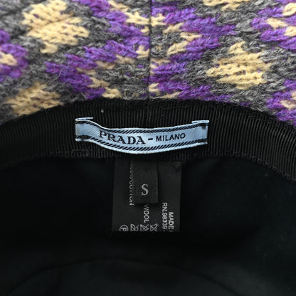 Prada Shetland Chevron Racing Logo Womens Bucket Hat S Grigio 8 of 8