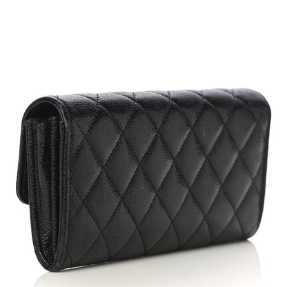 Chanel Caviar Quilted Large Gusset Flap Wallet Black 3 of 13
