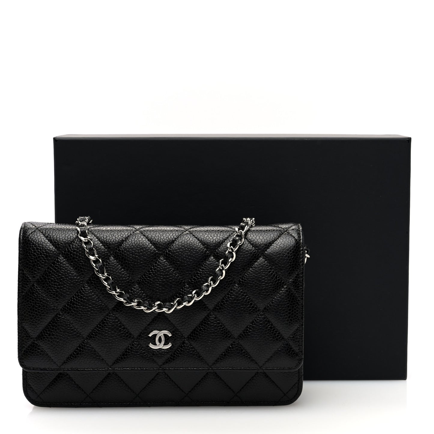 Caviar Quilted Wallet On Chain WOC Black