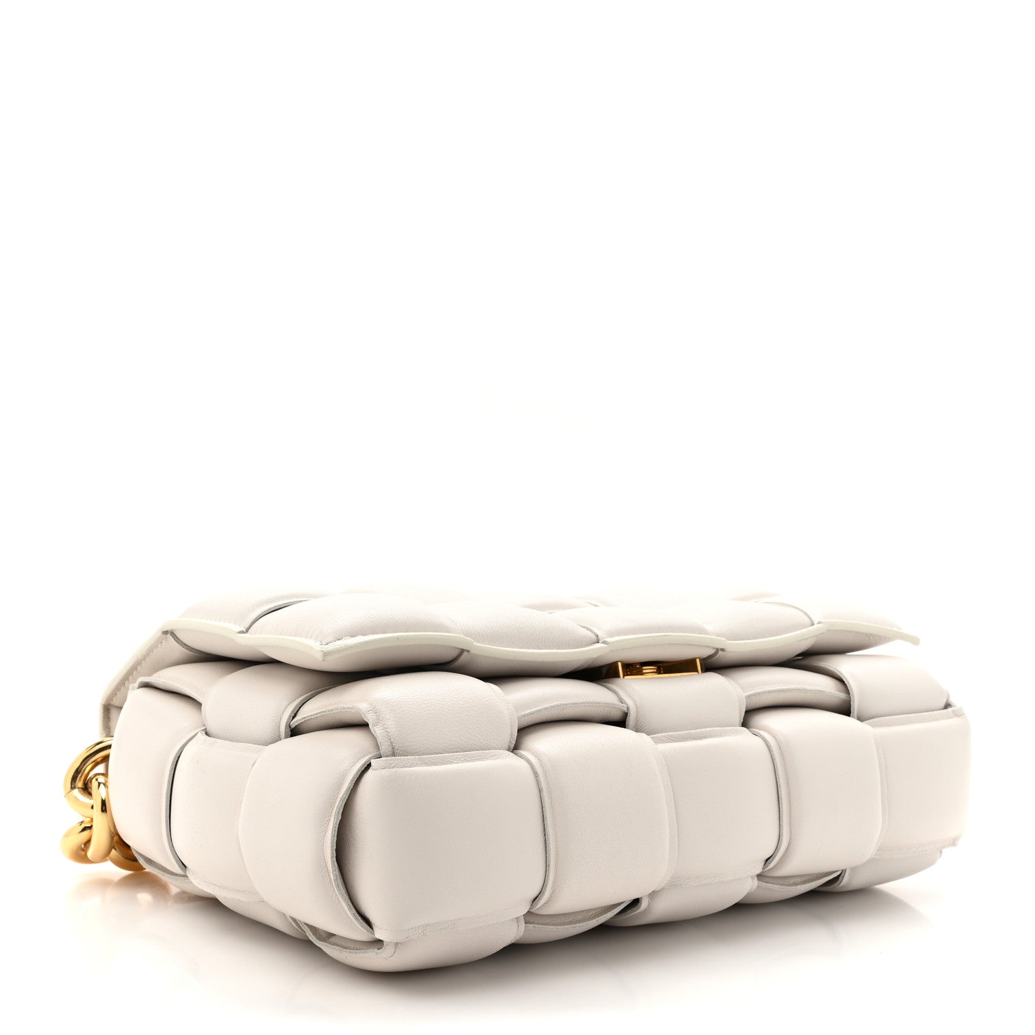 Bottega Veneta Lambskin Maxi Intreccio Padded Chain Cassette Crossbody Bag White 4 of 11